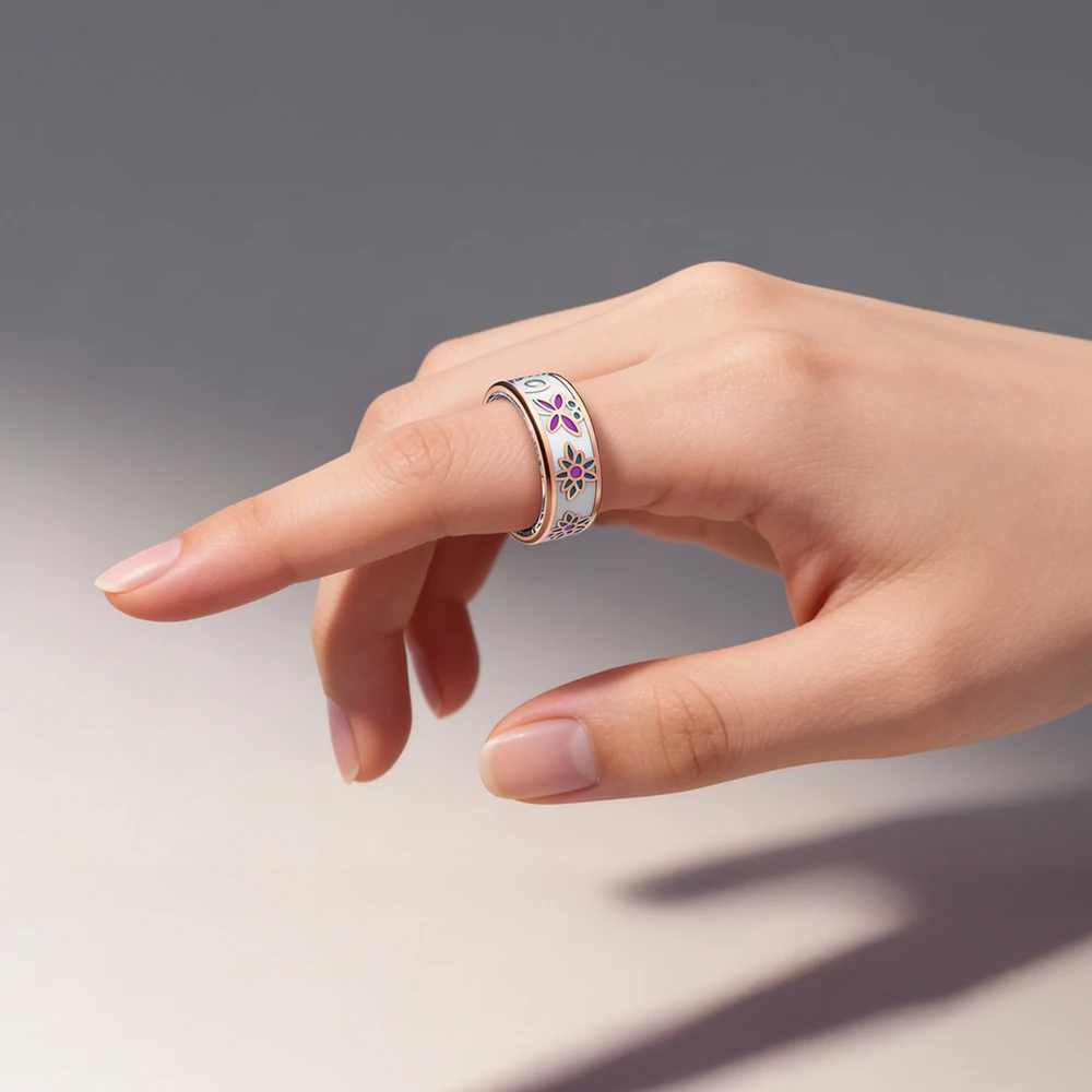 Išmanusis laikrodis „Forever Smartring Botanical SR-101“ rožinio aukso spalvos, 10 dydis