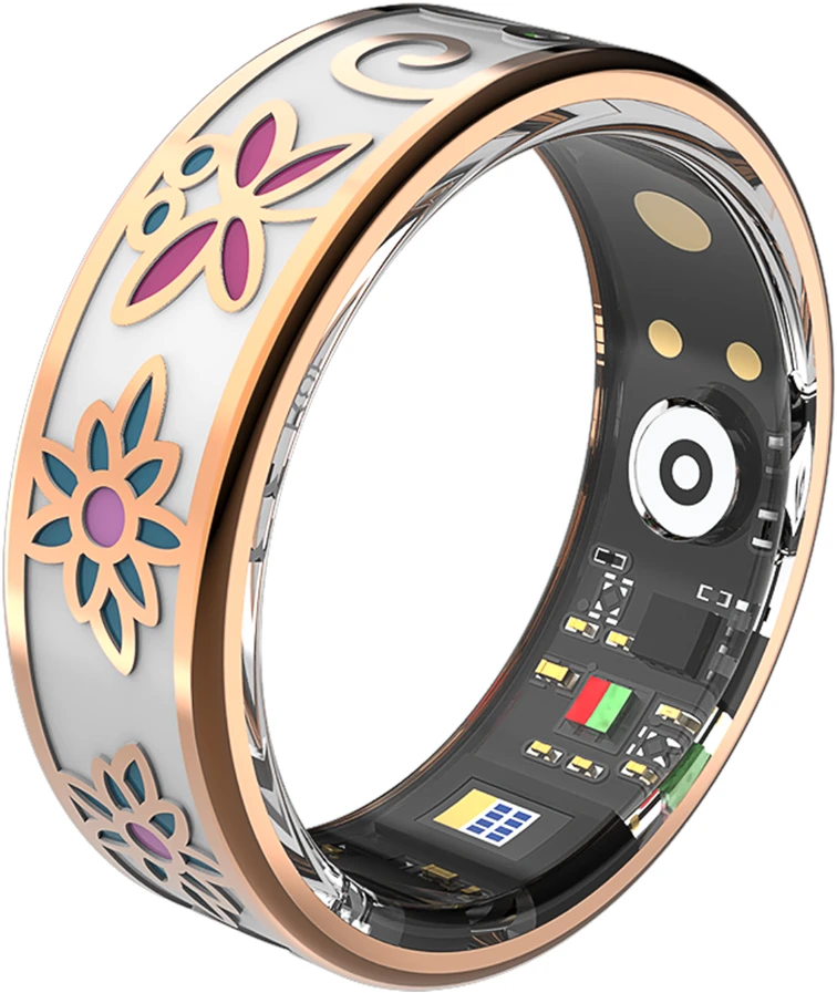 Išmanusis laikrodis „Forever Smartring Botanical SR-101“ rožinio aukso spalvos, 10 dydis