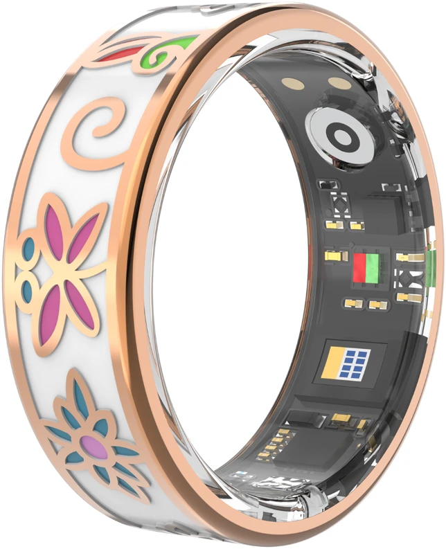 Išmanusis laikrodis „Forever Smartring Botanical SR-101“ rožinio aukso spalvos, 10 dydis