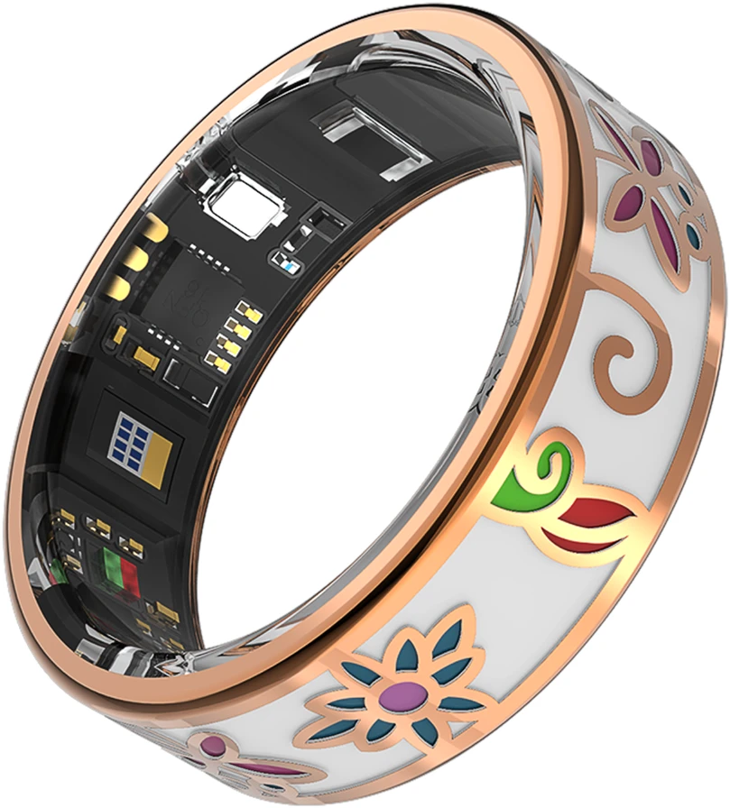 Išmanusis laikrodis „Forever Smartring Botanical SR-101“ rožinio aukso spalvos, 10 dydis