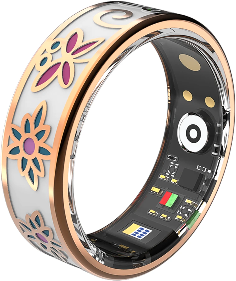 Išmanusis laikrodis „Forever Smartring Botanical SR-101“ rožinio aukso spalvos, 10 dydis