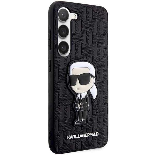 Karl Lagerfeld KLHCS23SSAKLHKPK S23 S911 kietas dėklas juodas/juodas Saffiano Monogram Ikonik