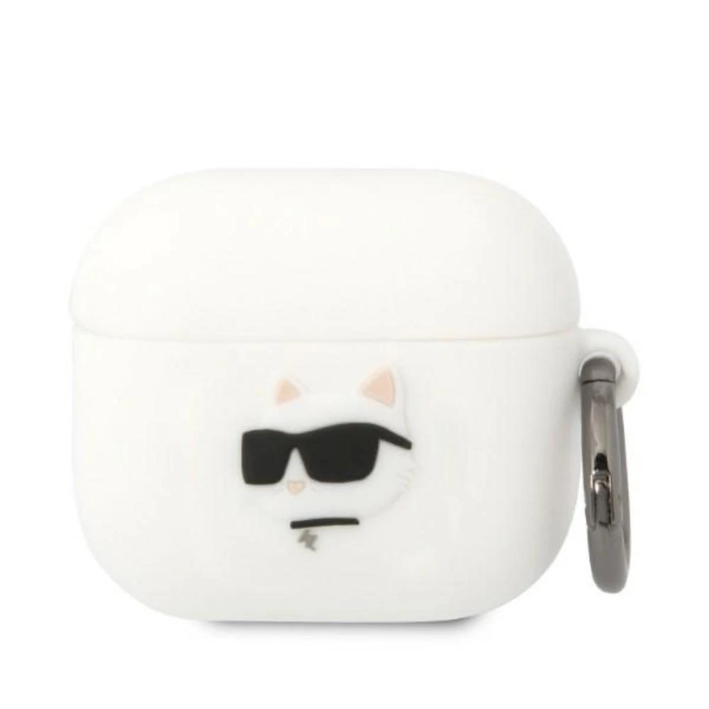 Dėklas Karl Lagerfeld KLA3RUNCHH AIRPODS 3 COVER Baltas/Baltas SILICONE CHAPETTE HEAD 3D