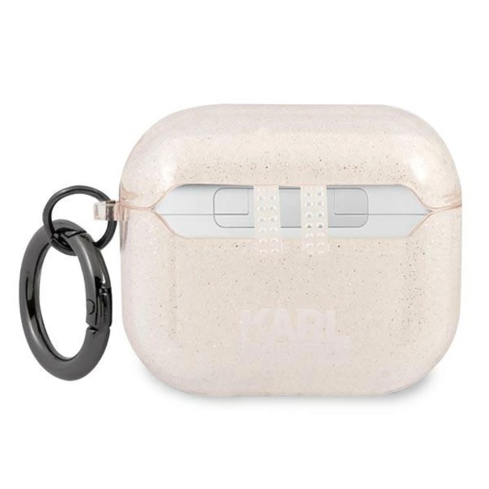 Karl Lagerfeld KLA3UKHGD AirPods 3 dėklas aukso spalvos Glitter Karl`s Head