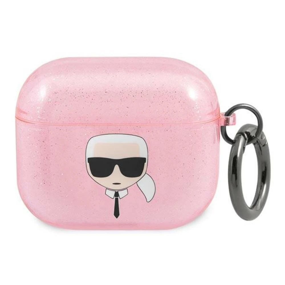 Karl Lagerfeld KLA3UKHGP AirPods 3 dėklas rožinės spalvos Glitter Karl`s Head