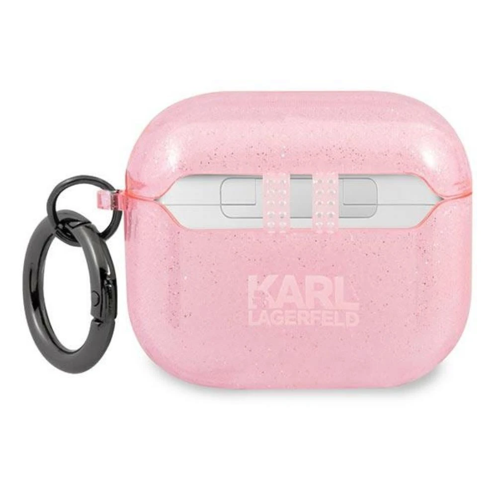 Karl Lagerfeld KLA3UKHGP AirPods 3 dėklas rožinės spalvos Glitter Karl`s Head