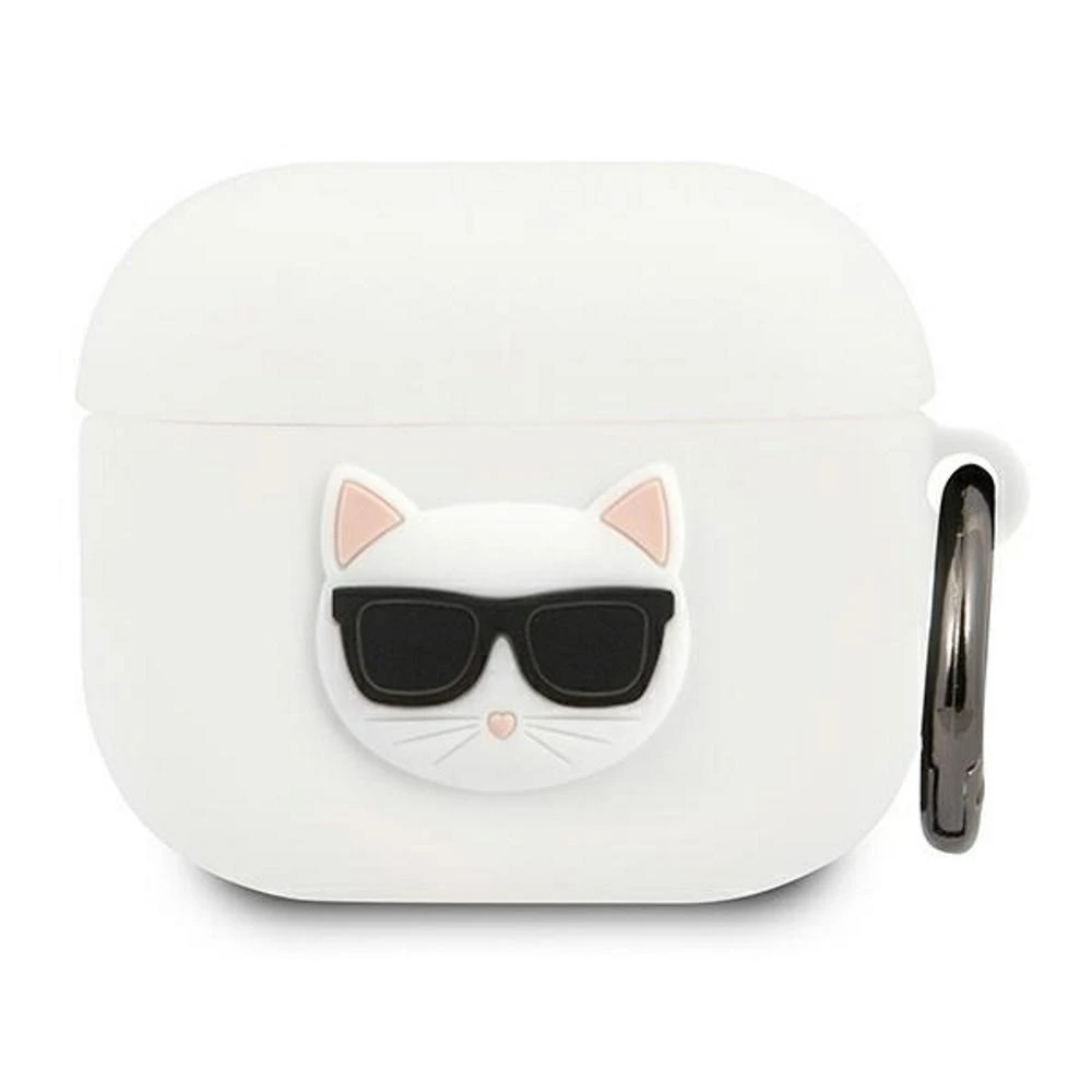 Apple AirPods 3 ausinių dėklas Karl Lagerfeld silikoninis Choupette (KLACA3SILCHWH) baltos spalvos