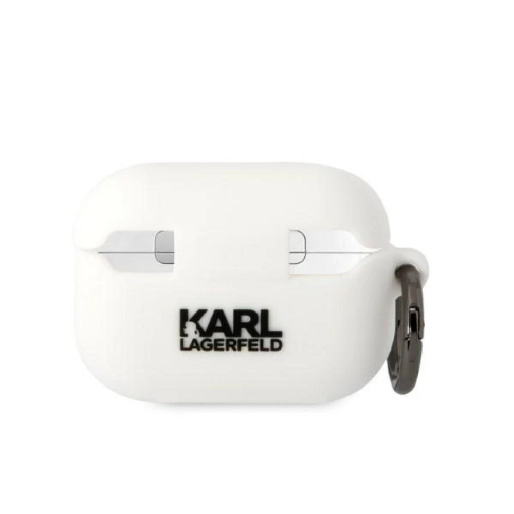 Karl Lagerfeld KLAP2RUNCHH AirPods Pro 2(2022/2023) dėklas baltos spalvos Silicone Choupette Head 3D