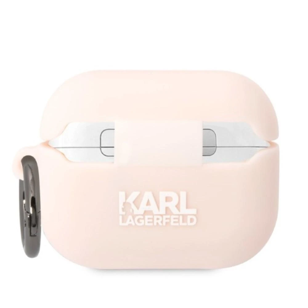 Karl Lagerfeld KLAPRUNIKP AirPods Prodėklas rožinės spalvos silikoninis Karl Head 3D