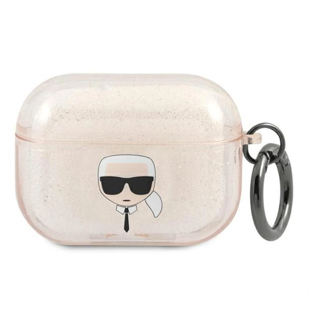 Apple AirPods Pro ausinių dėklas Karl Lagerfeld Glitter Karl`s Head (KLAPUKHGD) aukso spalvos