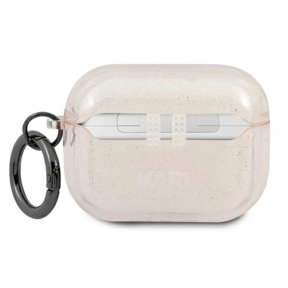 Apple AirPods Pro ausinių dėklas Karl Lagerfeld Glitter Karl`s Head (KLAPUKHGD) aukso spalvos