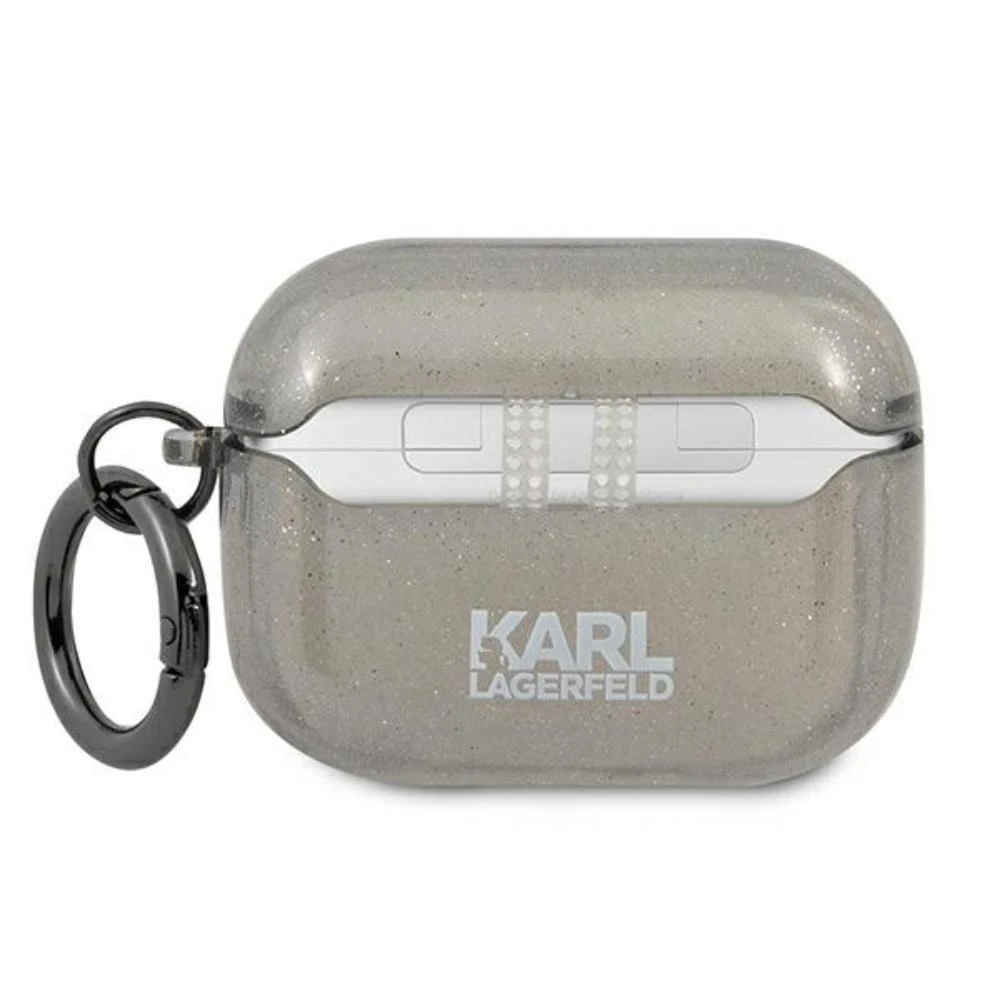 Karl Lagerfeld KLAPUKHGK AirPods Prodėklas juodos spalvos Glitter Karl`s Head