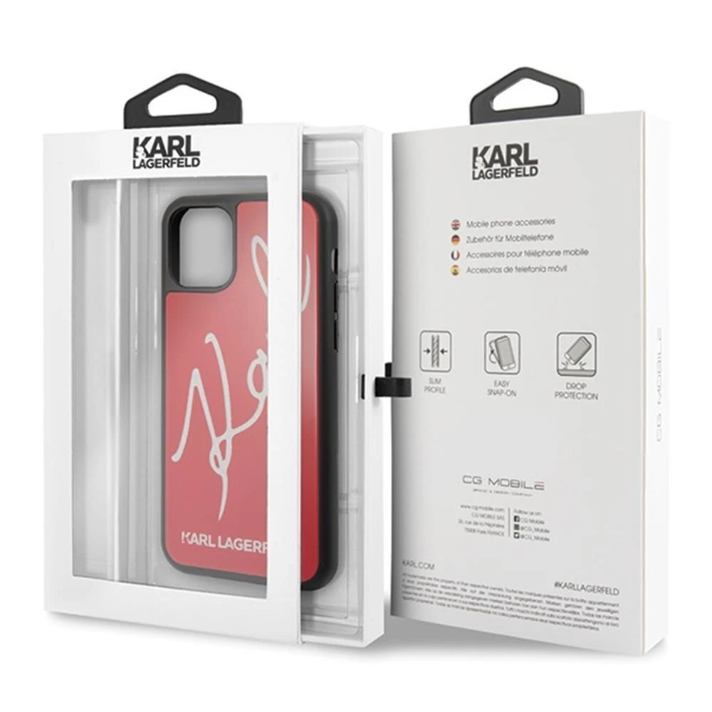 Karl Lagerfeld KLHCN65DLKSRE Apple iPhone 11 Pro Max red kietas dėklas Signature Glitter