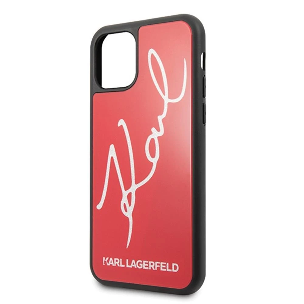 Karl Lagerfeld KLHCN65DLKSRE Apple iPhone 11 Pro Max red kietas dėklas Signature Glitter