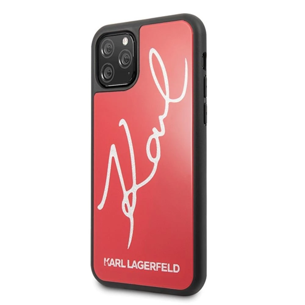 Karl Lagerfeld KLHCN65DLKSRE Apple iPhone 11 Pro Max red kietas dėklas Signature Glitter