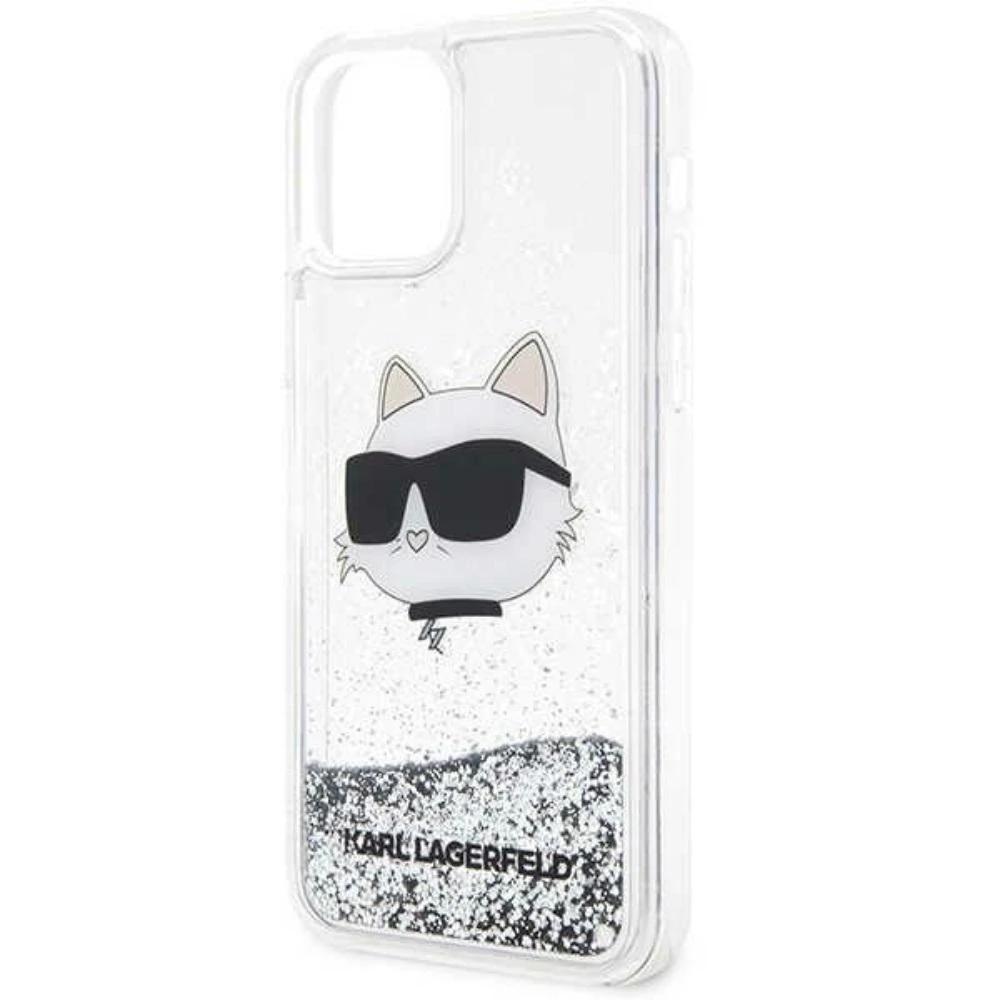 Karl Lagerfeld KLHCP12MLNCHCS iPhone 12/12 Pro 6,1" sidabrinis kietas dėklas Glitter Choupette Head