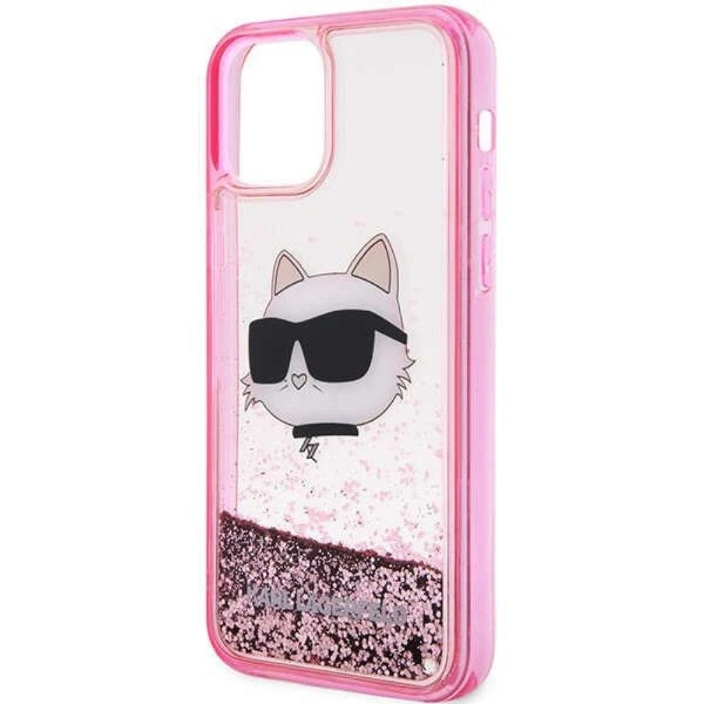 Apple iPhone 12 / 12 Pro Karl Lagerfeld dėklas Glitter Choupette Head (KLHCP12MLNCHCP) rožinės spalvos