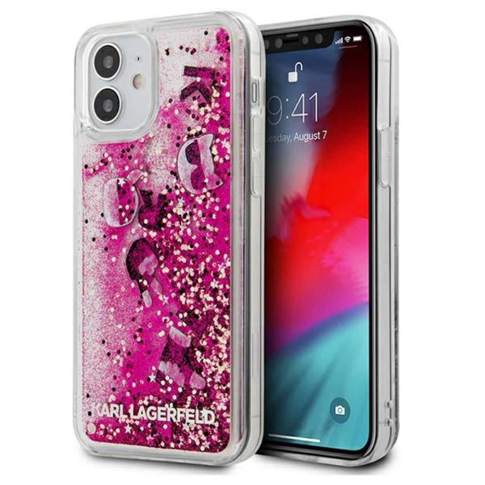 Karl Lagerfeld dėklas, skirtas iPhone 12 Mini 5,4" KLHCP12SROPI kietas dėklas, rožinis "Glitter Charms"