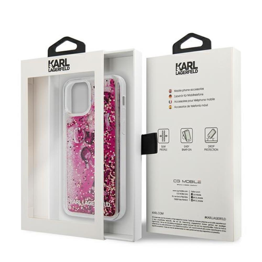Karl Lagerfeld dėklas, skirtas iPhone 12 Mini 5,4" KLHCP12SROPI kietas dėklas, rožinis "Glitter Charms"