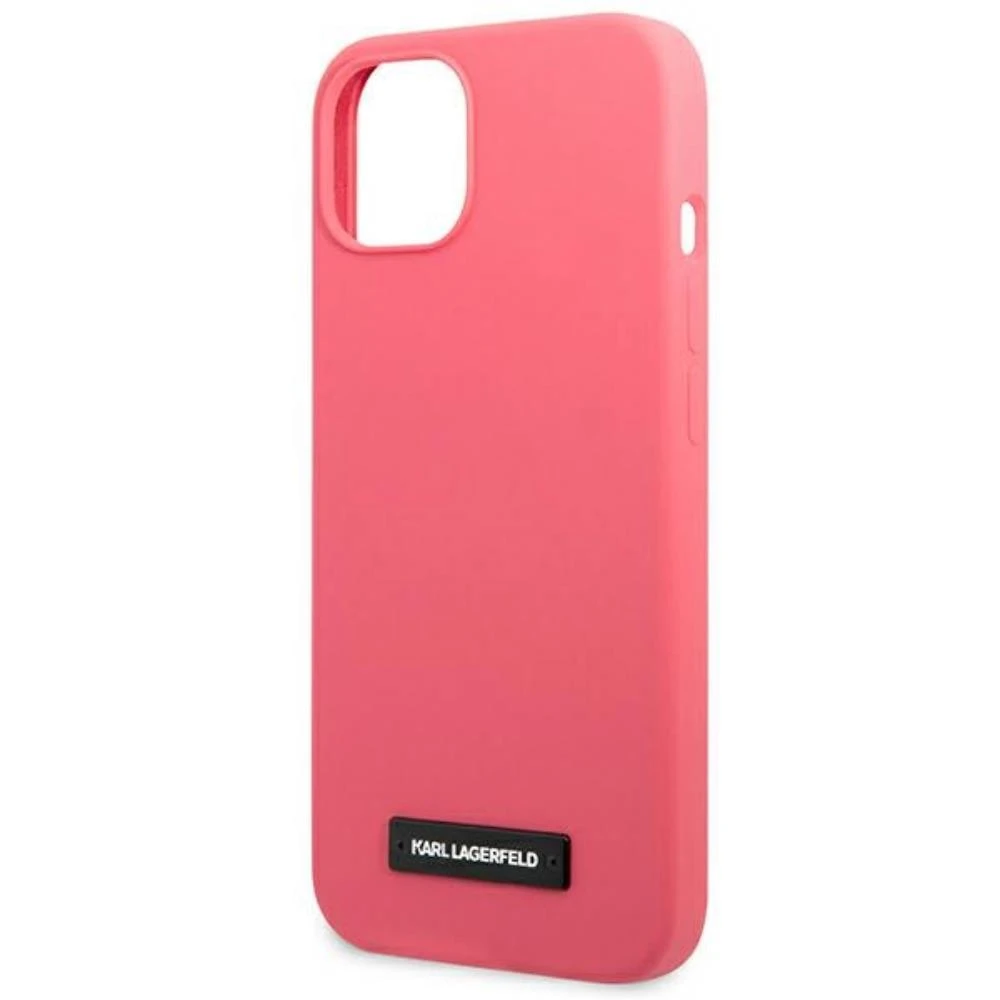 Karl Lagerfeld KLHCP13MSLMP1PI Apple iPhone 13 / 14 / 15 6,1″ kietas dėklas fuchsia Silicone Plaque