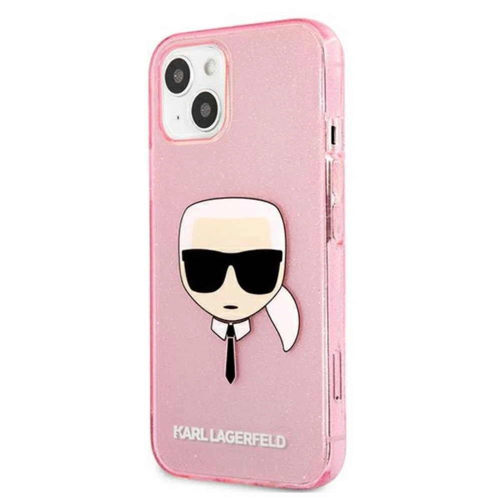 Dėklas Karl Lagerfeld HARDCASE KLHCP13SKHTUGLP IPHONE 13 MINI GLITTER KARL'S HEAD Rožinis