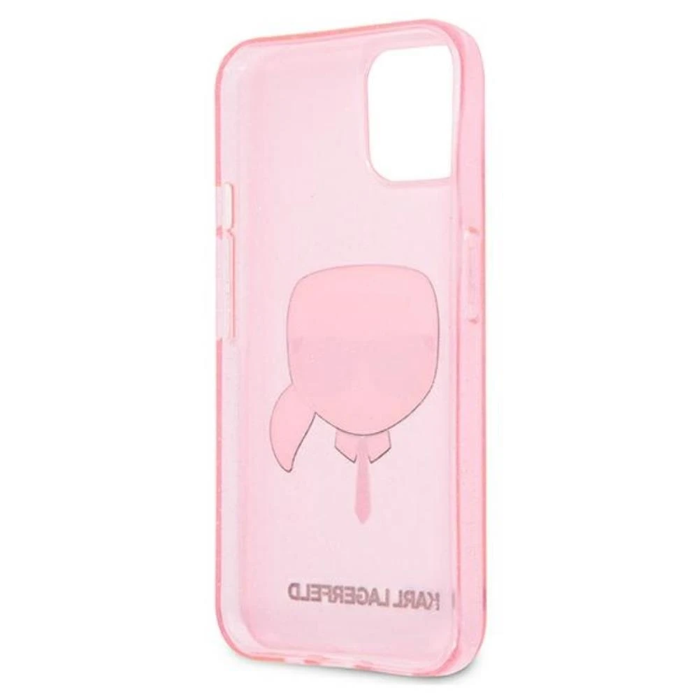 Dėklas Karl Lagerfeld HARDCASE KLHCP13SKHTUGLP IPHONE 13 MINI GLITTER KARL'S HEAD Rožinis