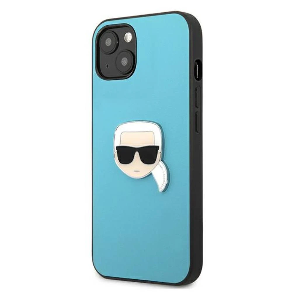Dėklas Karl Lagerfeld KLHCP13SPKMB IPHONE 13 MINI 5.4 "Mėlynas/Mėlynas HARDCASE LEATHER IKONIK KARL`S HEAD METAL