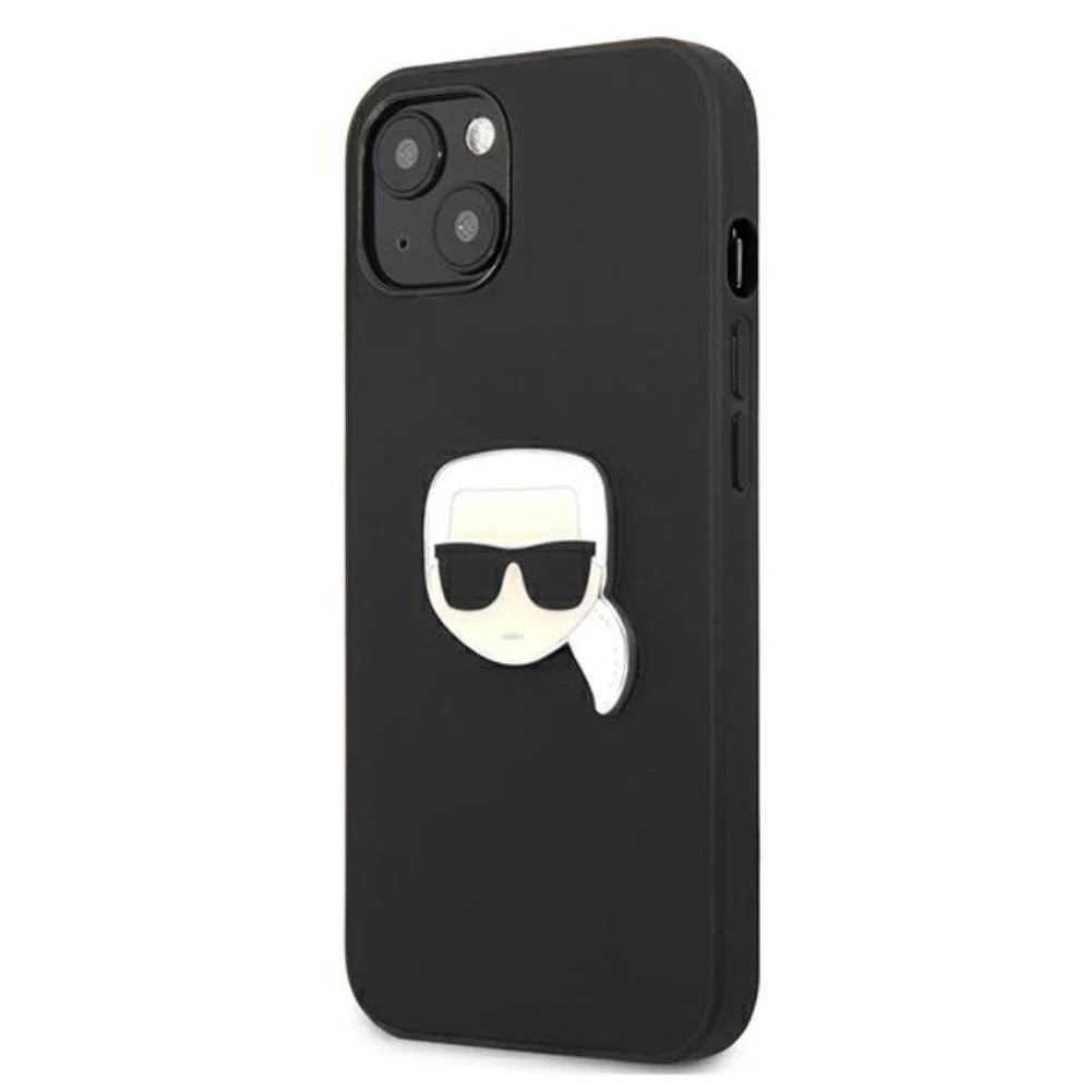 Dėklas Karl Lagerfeld KLHCP13SPKMK IPHONE 13 MINI 5.4 "Juodas/Juodas HARDCASE LEATHER IKONIK KARL`S HEAD METAL