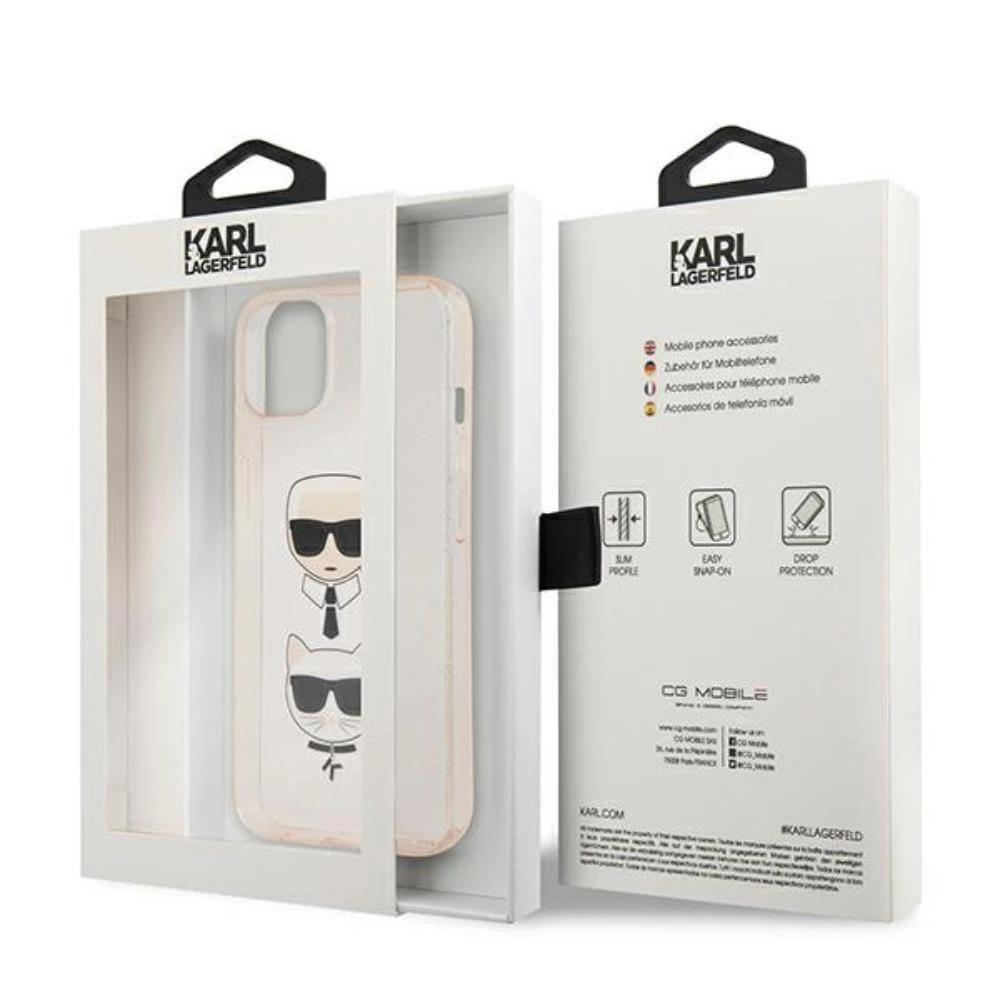 Dėklas Karl Lagerfeld HARDCASE KLHCP13SKCTUGLGO IPHONE 13 MINI GLITTER KARL'S&CHOUPETTE GOLD