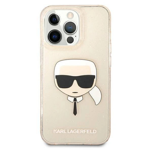 Dėklas Karl Lagerfeld KLHCP13SKHTUGLGO HARDCASE GLITTER KARL'S HEAD IPHONE 13 MINI GOLD