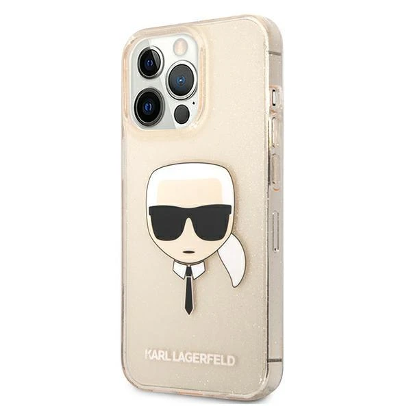 Dėklas Karl Lagerfeld KLHCP13SKHTUGLGO HARDCASE GLITTER KARL'S HEAD IPHONE 13 MINI GOLD
