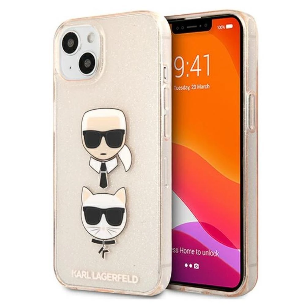 Dėklas Karl Lagerfeld HARDCASE KLHCP13SKCTUGLGO IPHONE 13 MINI GLITTER KARL'S&CHOUPETTE GOLD