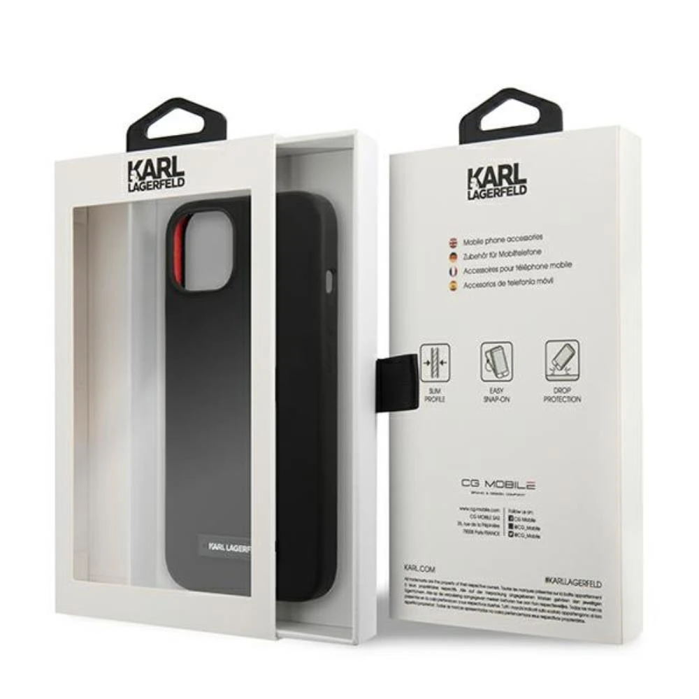 Karl Lagerfeld KLHCP13SSLMP1K Apple iPhone 13 mini 5,4″ kietas dėklas juodos spalvos Silicone Plaque