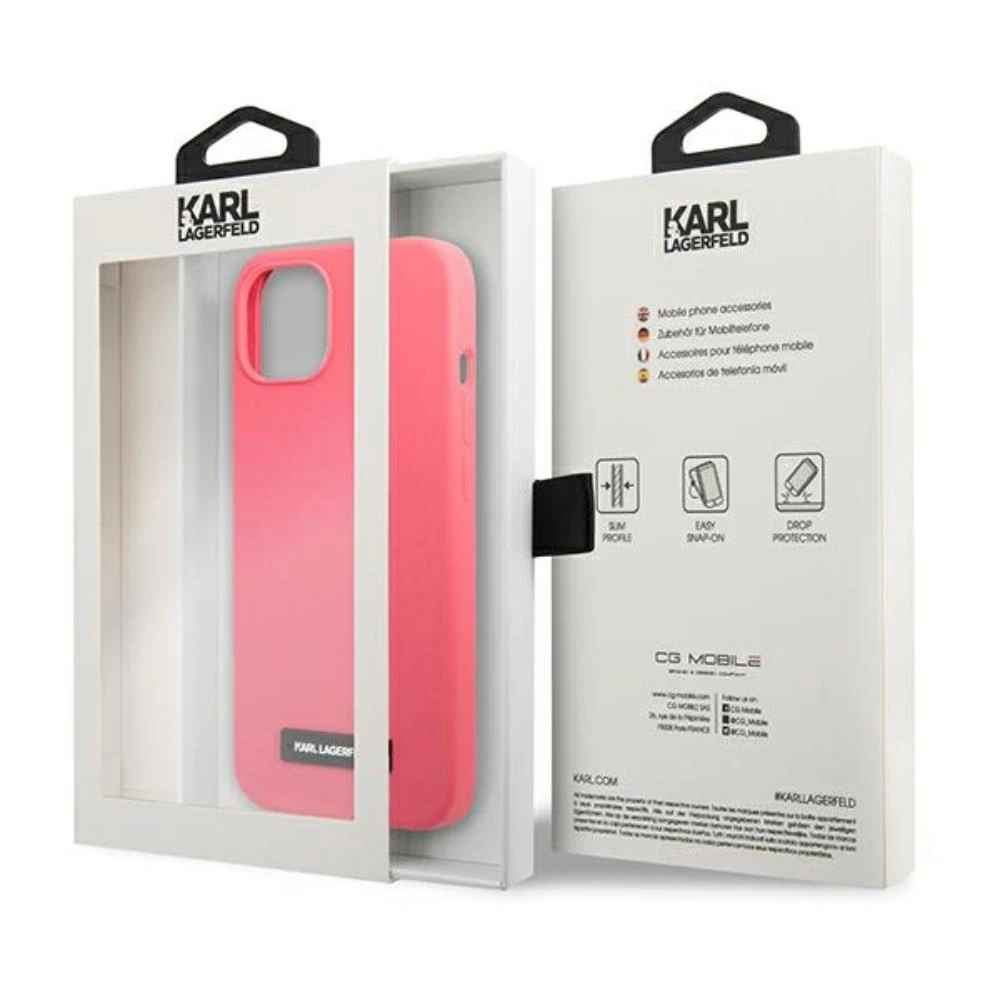 Karl Lagerfeld KLHCP13SSLMP1PI Apple iPhone 13 mini 5,4″ kietas dėklas fuchsia Silicone Plaque