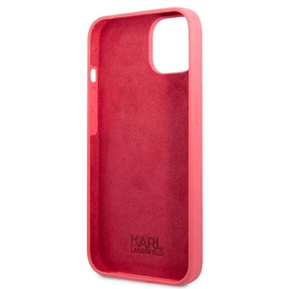 Karl Lagerfeld KLHCP13SSLMP1PI Apple iPhone 13 mini 5,4″ kietas dėklas fuchsia Silicone Plaque