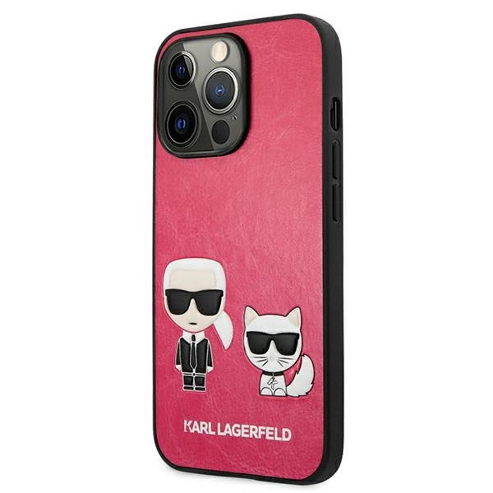 KLHCP13LPCUSKCP Karl Lagerfeld and Choupette PU Odinis dėklas for iPhone 13 Pro Fuchsia (Fuchsia)