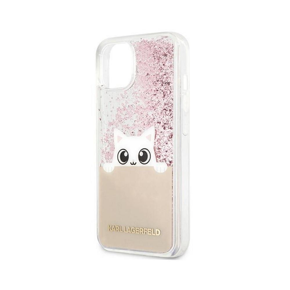 Dėklas Karl Lagerfeld KLHCP13LPABGNU IPHONE 13 PRO / 13 6.1 "Rožinis / Rožinis HARDCASE PEEK A BOO LIQUID GLITTER