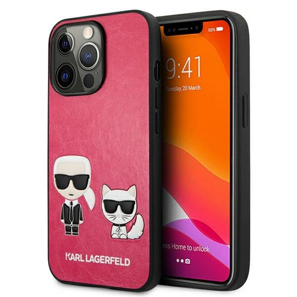 KLHCP13LPCUSKCP Karl Lagerfeld and Choupette PU Odinis dėklas for iPhone 13 Pro Fuchsia (Fuchsia)