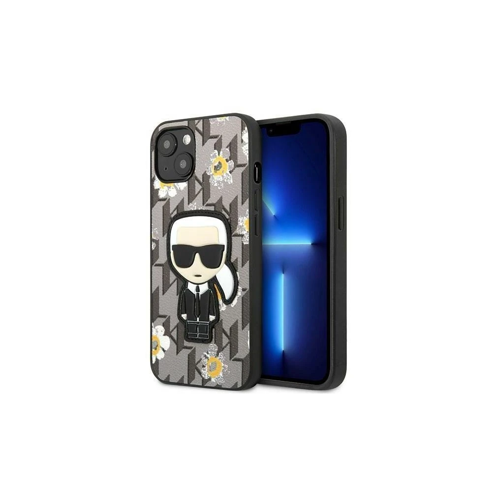 Dėklas Karl Lagerfeld KLHCP13LPMNFIK1 iPhone 13 Pro / 13 6,1" pilka/pilkas Flower Ikonik Karl