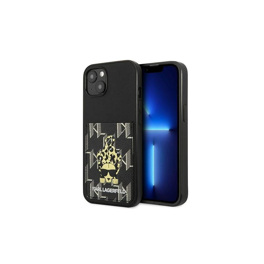 Karl Lagerfeld KLHCP13XCANCNK Apple iPhone 13 Pro Max 6,7″ kietas dėklas juodos spalvos Karlimals Cardslot