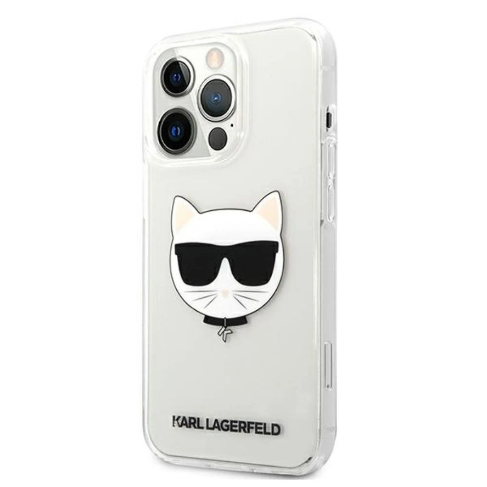 Karl Lagerfeld KLHCP13XCTR, skirta Apple iPhone 13 Pro Max 6,7" – kietas skaidrus dėklas su Choupette galvute