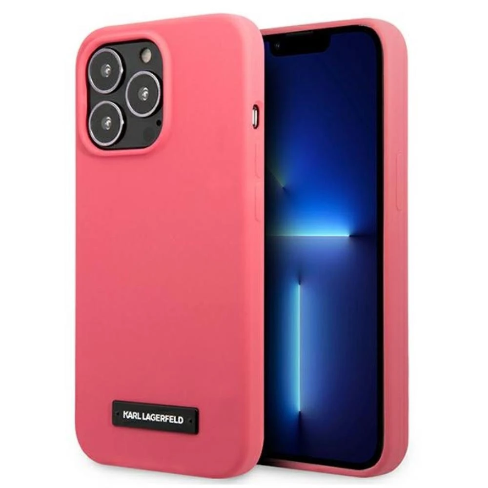 Karl Lagerfeld KLHCP13XSLMP1PI Apple iPhone 13 Pro Max 6,7″ kietas dėklas fuchsia Silicone Plaque