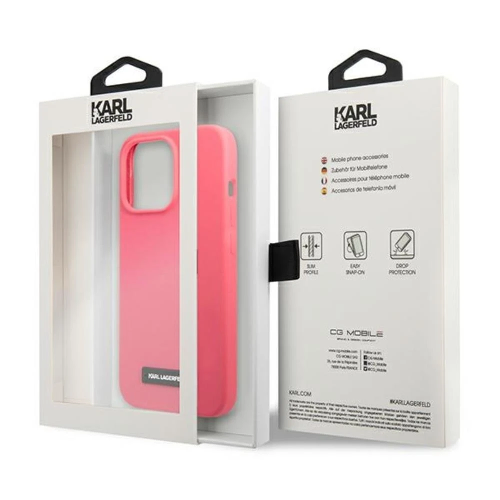 Karl Lagerfeld KLHCP13XSLMP1PI Apple iPhone 13 Pro Max 6,7″ kietas dėklas fuchsia Silicone Plaque