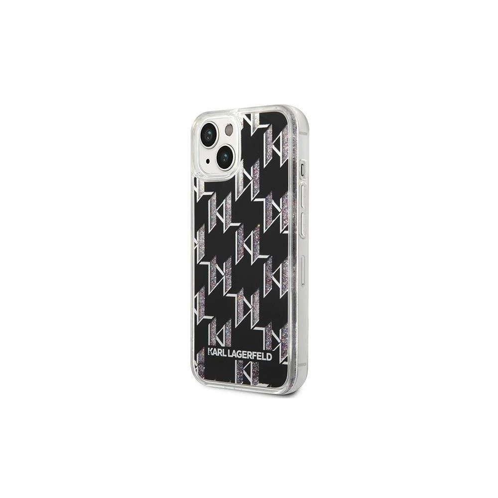 Karl Lagerfeld KLHCP14SLMNMK Apple iPhone 14/ 15 / 13 6,1″ kietas dėklas juodos spalvos Liquid Glitter Monogram