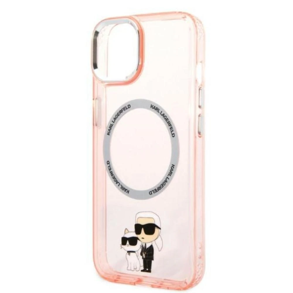 Karl Lagerfeld KLHMP14MHNKCIP Apple iPhone 14 Plus / 15 Plus 6,7″ kietas dėklas rožinės spalvos Iconic Karl&Choupett