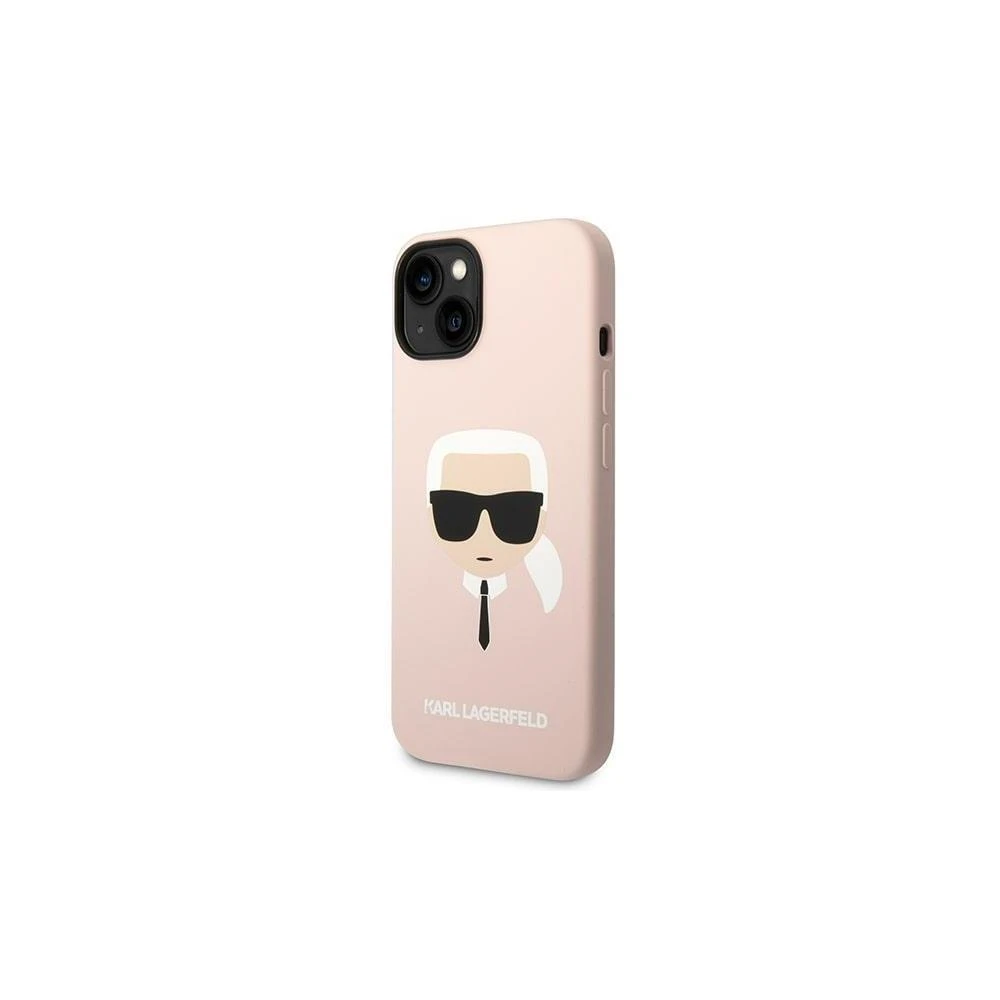Dėklas Karl Lagerfeld Hardcase Silicone Karl`s Head Magsafe KLHMP14LSLKHLP Galinis dangtelis, Apple, iPhone 14 Pro, Silikoninis, Rožinė, 6.1 "