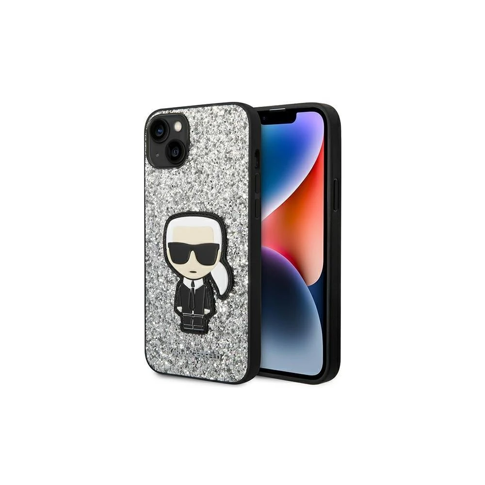 Dėklas Karl Lagerfeld KLHCP14LGFKPG iPhone 14 Pro 6.1 "hardcase sidabrinis / sidabrinis Glitter Flakes Ikonik