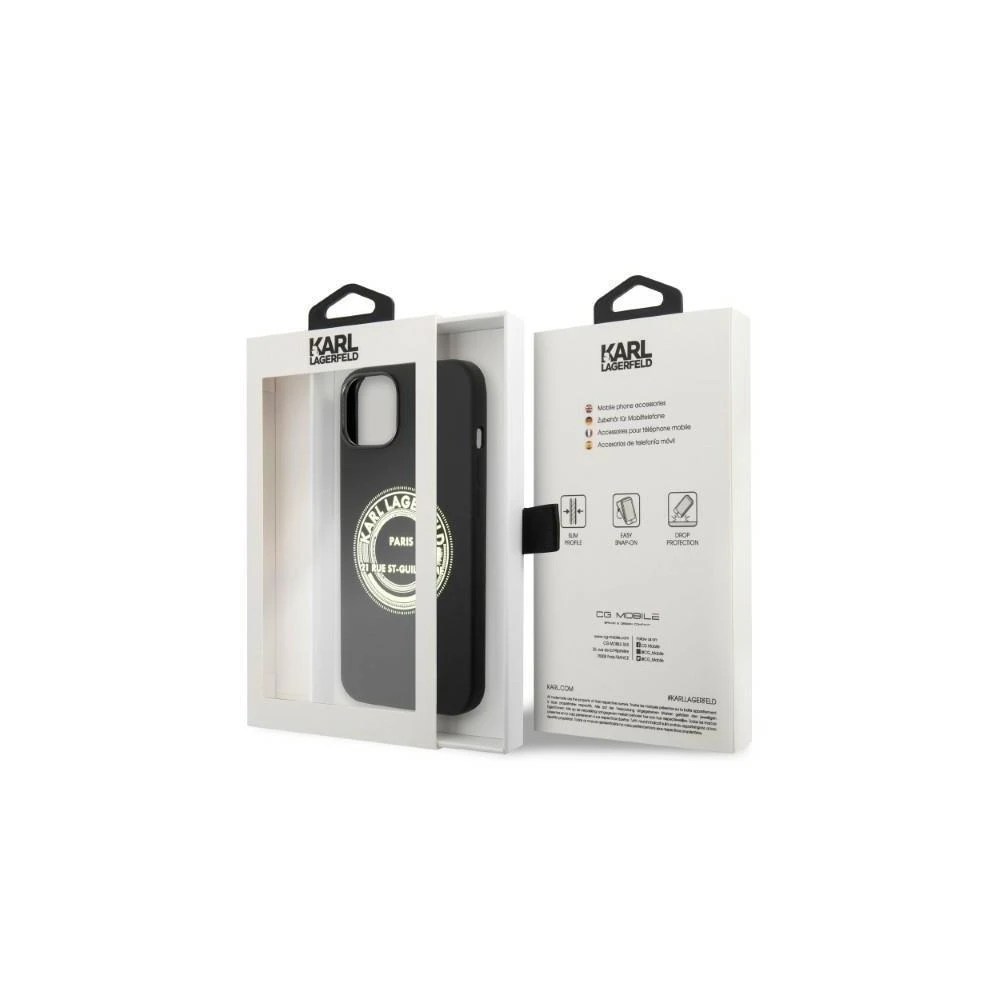 Dėklas Karl Lagerfeld Silicone RSG case for iPhone 14 Pro - juodas