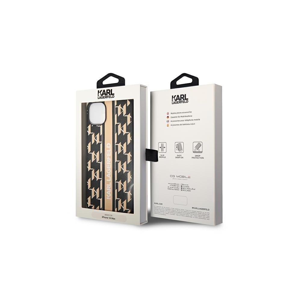 Dėklas Karl Lagerfeld KLHCP14LPGKLSKW iPhone 14 Pro 6.1" kieto dėklo ruda / ruda monograminė juostelė
