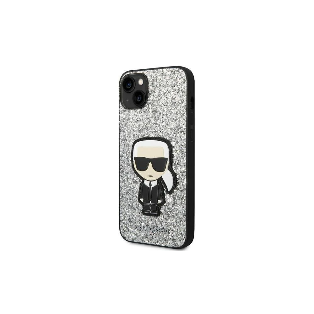 Dėklas Karl Lagerfeld KLHCP14LGFKPG iPhone 14 Pro 6.1 "hardcase sidabrinis / sidabrinis Glitter Flakes Ikonik
